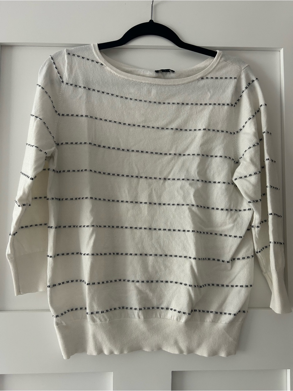 Ann Taylor Women’s Cream Striped Boatneck Sweater